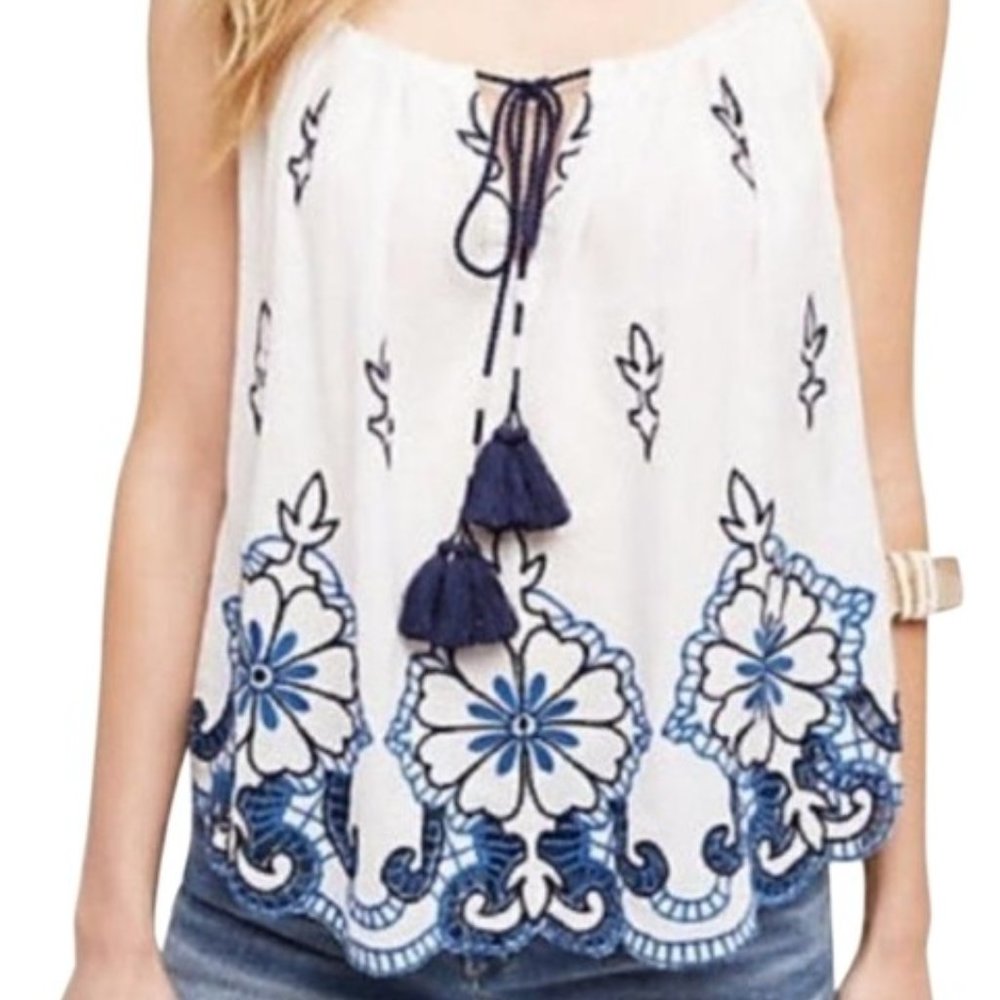 💋HOST PICK💋Anthropologie Farren Embroidered Swing Tank